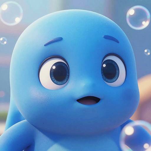 Adorable Blue Slime Character Close-Up