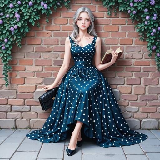 Elegant Silver-Haired Woman in Retro Fashion
