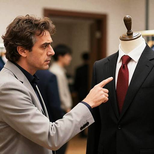 Intense Man with Mannequin Showcase