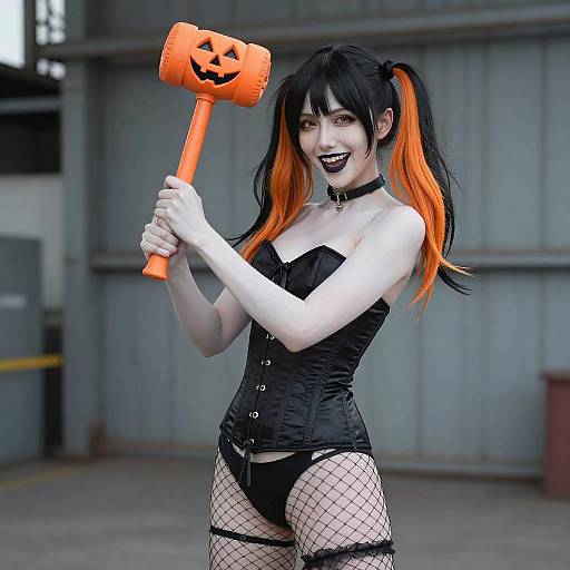 Halloween Woman with Orange Mallet