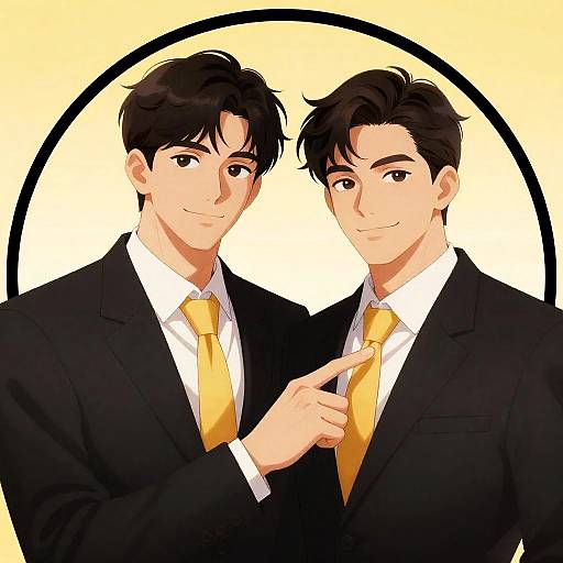 Stylish Duo with Yellow Tie Illustration