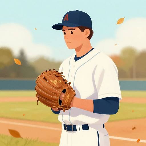 Gehrig on Autumn Baseball Field