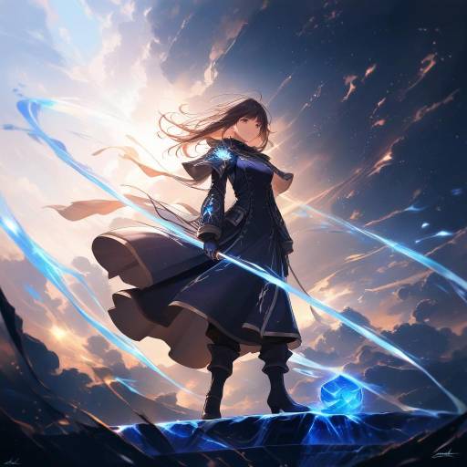 Heroic Girl on a Mystical Platform