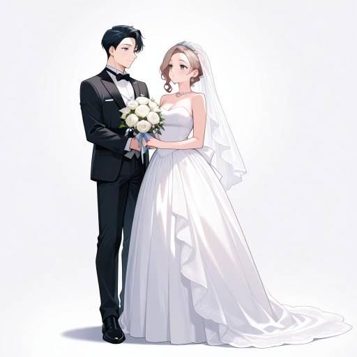 Elegant Couple in Wedding Attire Elegant Couple in Wedding Attire
