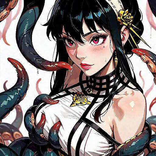 Enchanting Character in a Black Dress