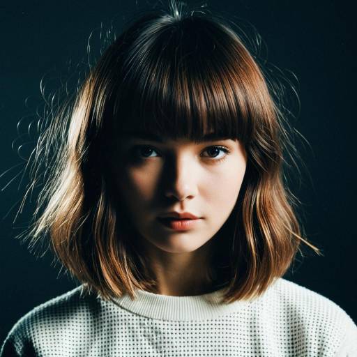 Young Woman with Textured Bangs Hairstyle