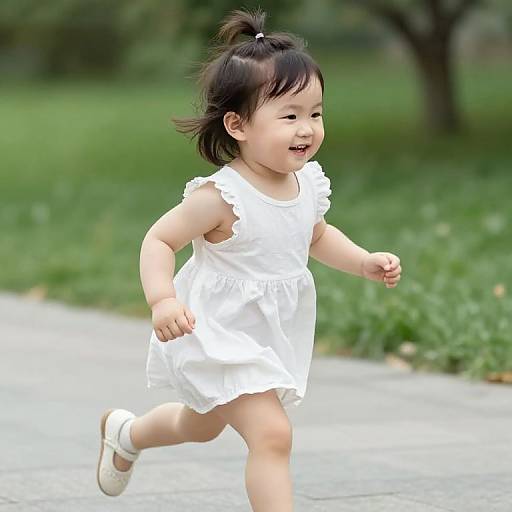 Chubby Asian Cartoon Toddler Running