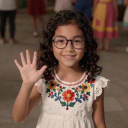 Cozy CGI Girl in Embroidered Dress