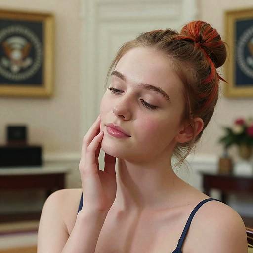 Hyperrealistic Teen Selfie in President's Office