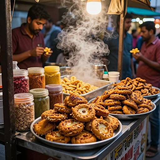 Vibrant Indian Street Food Stall