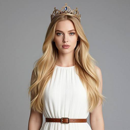 Blonde Woman with Crown and Dress