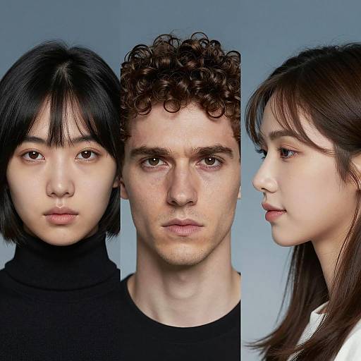 Portrait Triptych of Diverse Adults