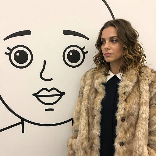 Elegant Woman with Cartoon Wall Art