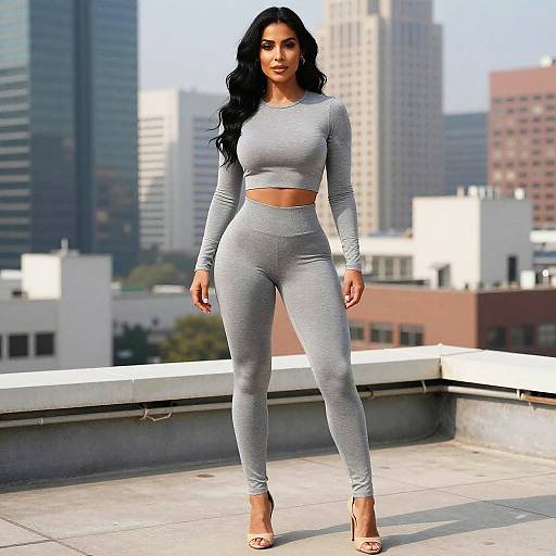 Confident Woman on City Rooftop