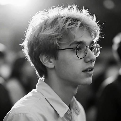 Candid Black-and-White Portrait of Young Man