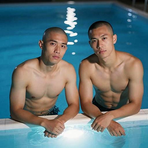 Intense Pose by the Illuminated Pool