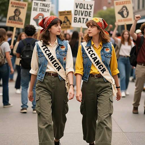 70s Activist Couple Street Protest Style