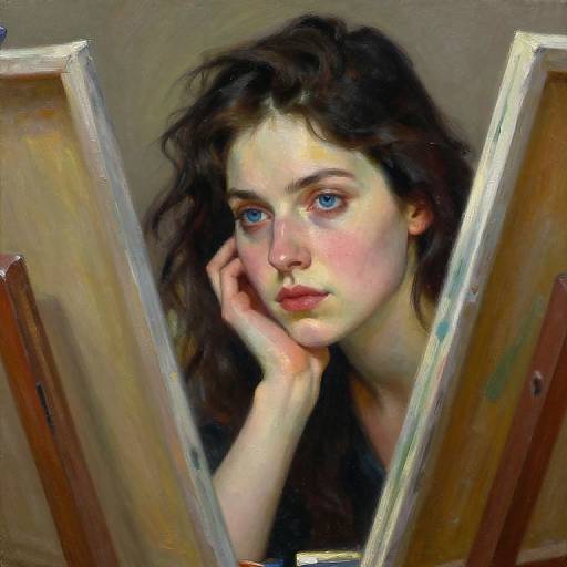 Serene Female Artist in Oil Painting