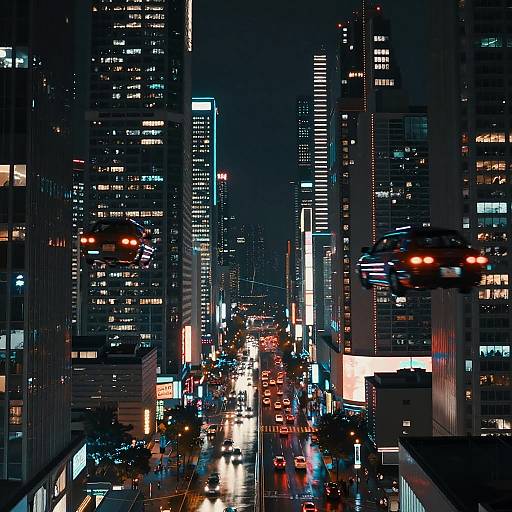 Cyberpunk Futuristic Night Cityscape