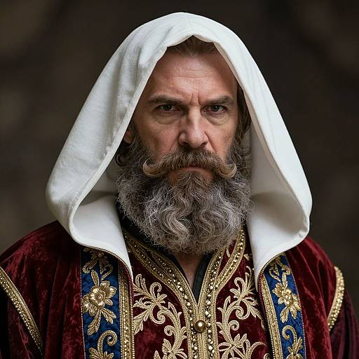 Wise Rugged Man in Ornate Robe