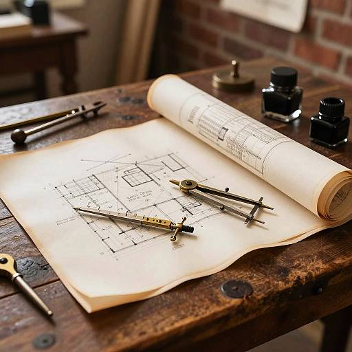 Vintage Floorplan Drawer in Architect Studio