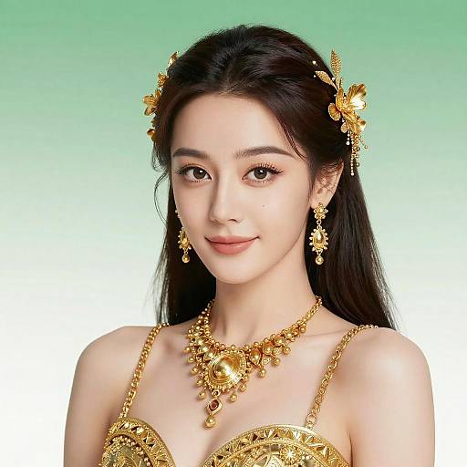 Elegant Woman with Golden Adornments