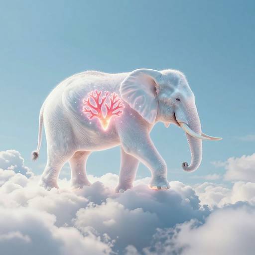 Translucent Elephant with Neon Heart