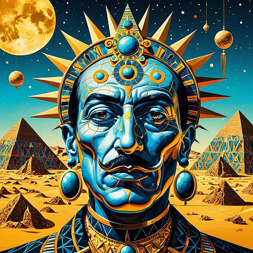 Psychedelic Portrait of Salvador Dalí as Moon Pharaoh