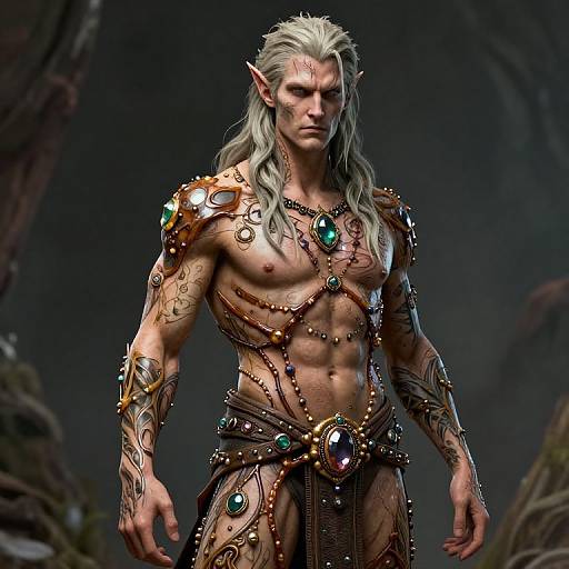 Magical Tattooed Drow Warrior