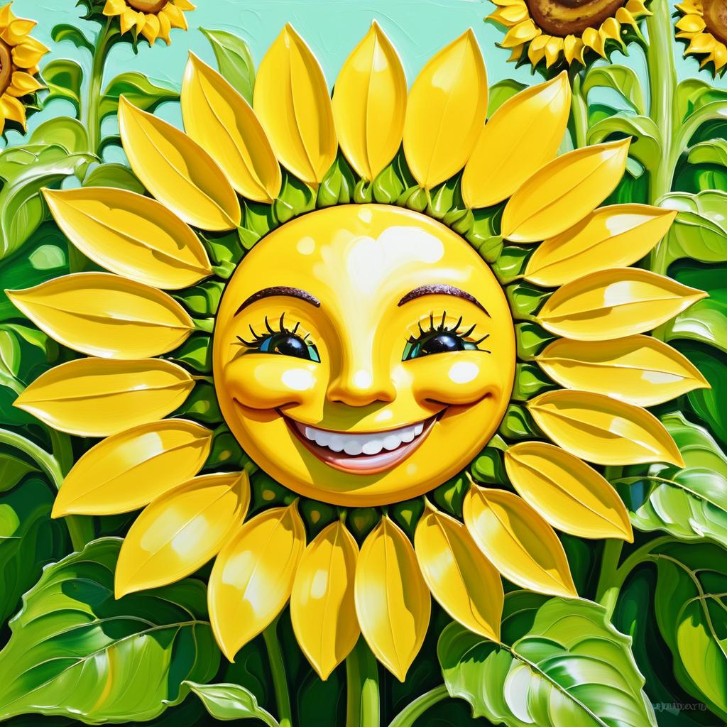 Cheerful Sunflower Oil Painting Portrait