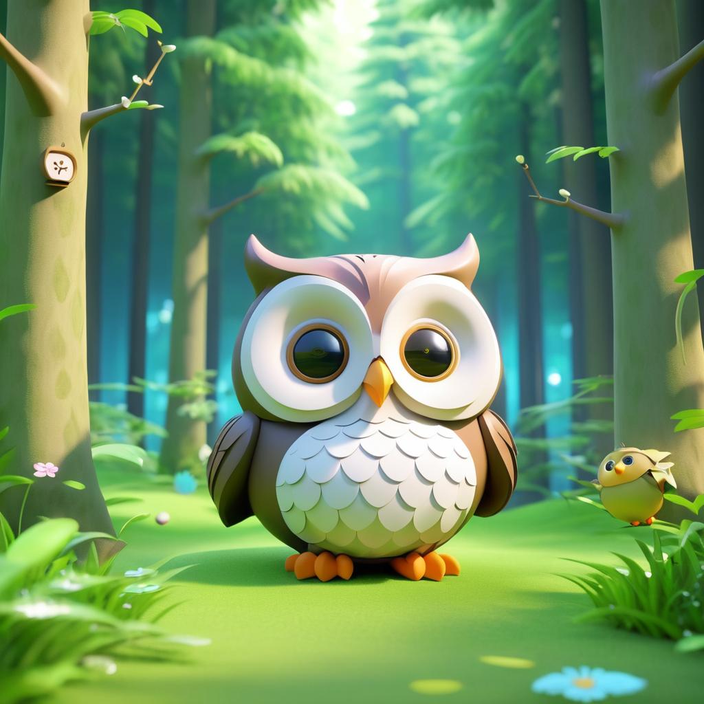 Whimsical Wise Owl in a Forest Animation