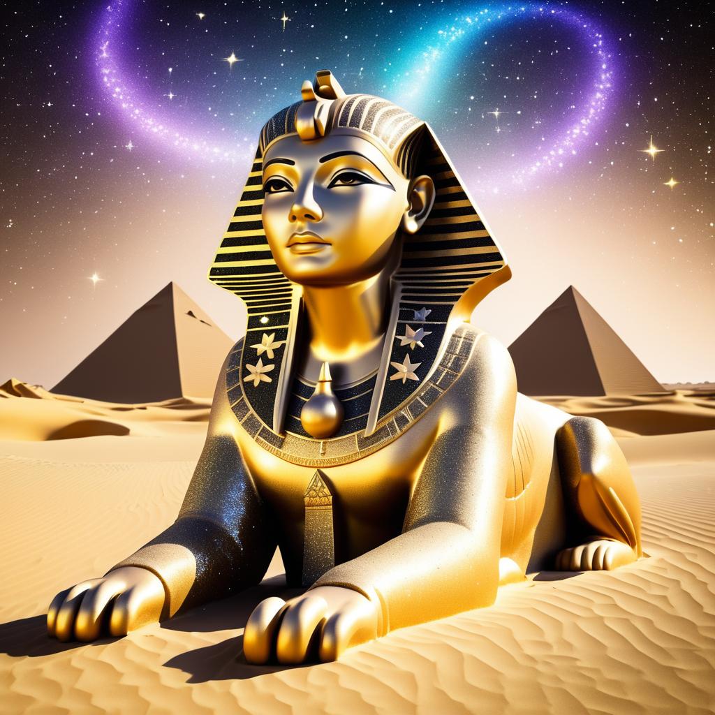 Mystical Sphinx Under Starlit Desert Sky