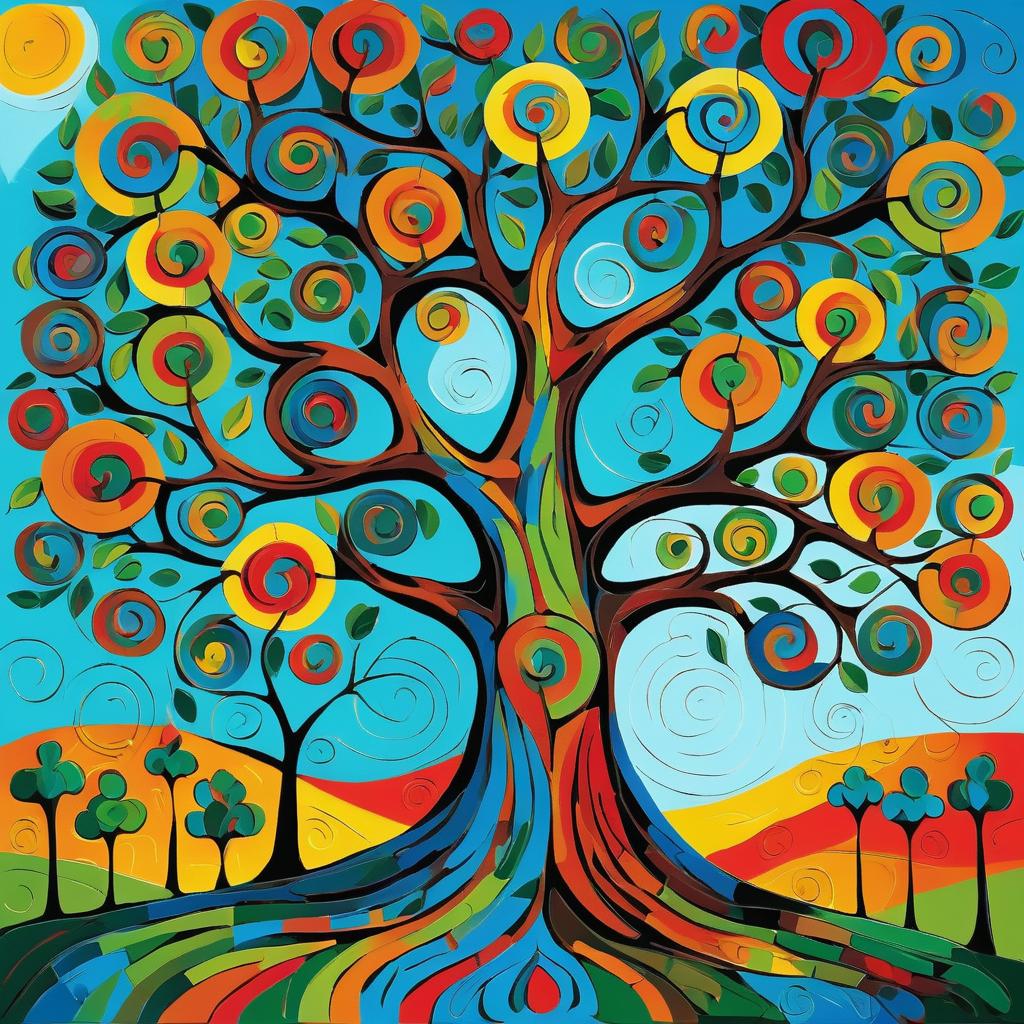 Vibrant Picasso-Style Tree Art