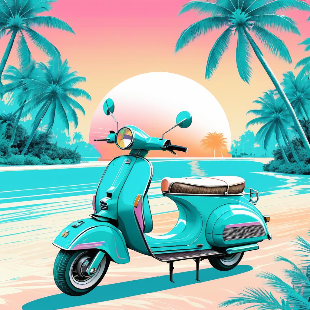 Psychedelic Scooter in Tropical Paradise