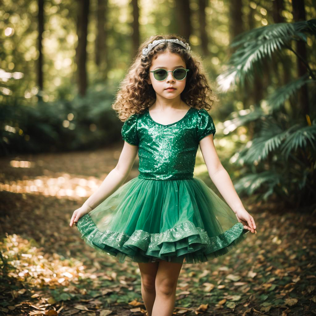 Playful Young Girl in Vintage Retro Style