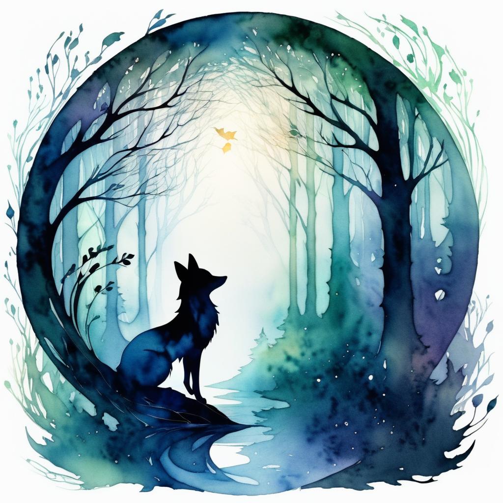 Ethereal Fox Silhouette in Forest