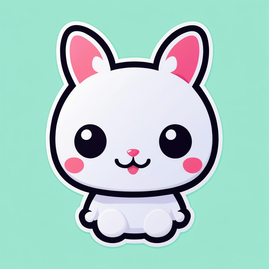 Kawaii Rabbit Icon: Cute 2D Sticker