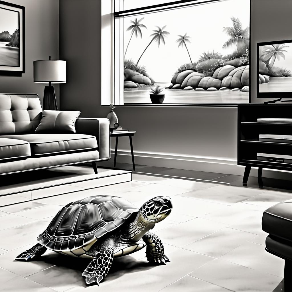 Tranquil Turtle in a Cozy Living Room