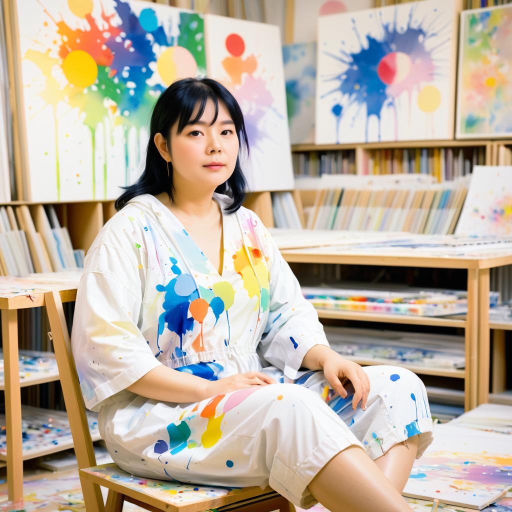 Dreamy Artist in a Sunlit Studio