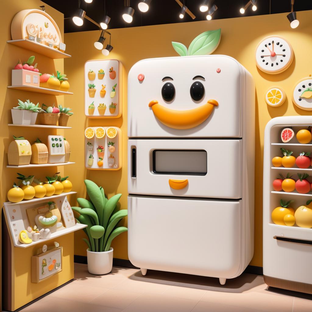 Charming Refrigerator in Cozy Bakery Scene