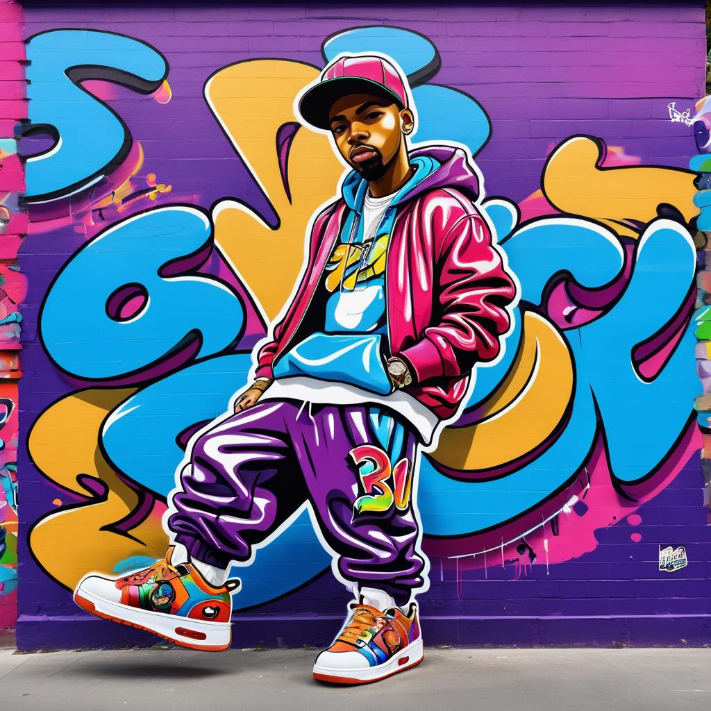 Vibrant Hip-Hop Dancer Graffiti Art