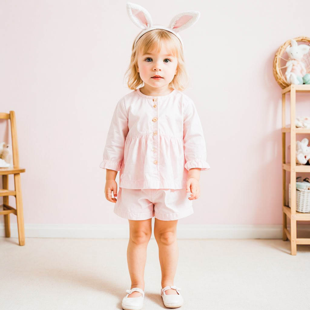 Curious Toddler in Pastel Easter Outfit