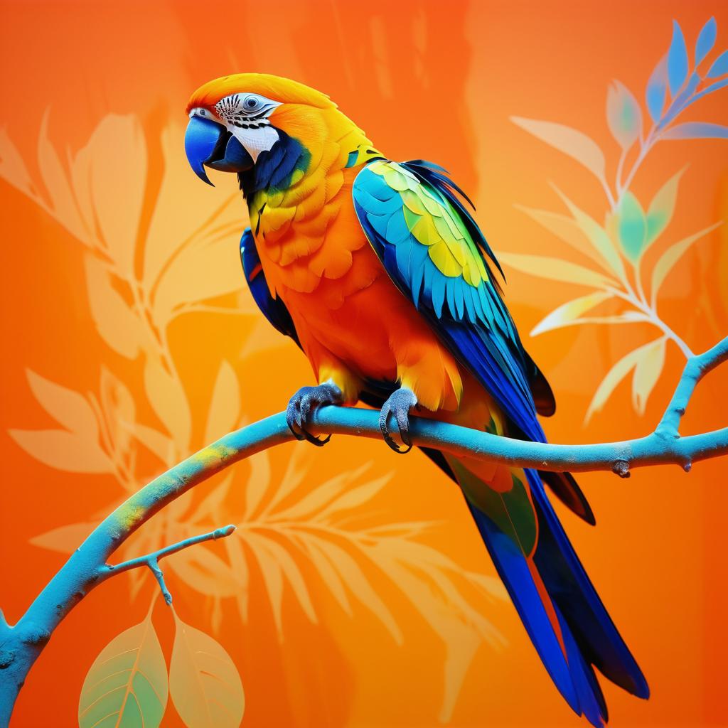 Vibrant Parrot Art with Spray Painted Effect