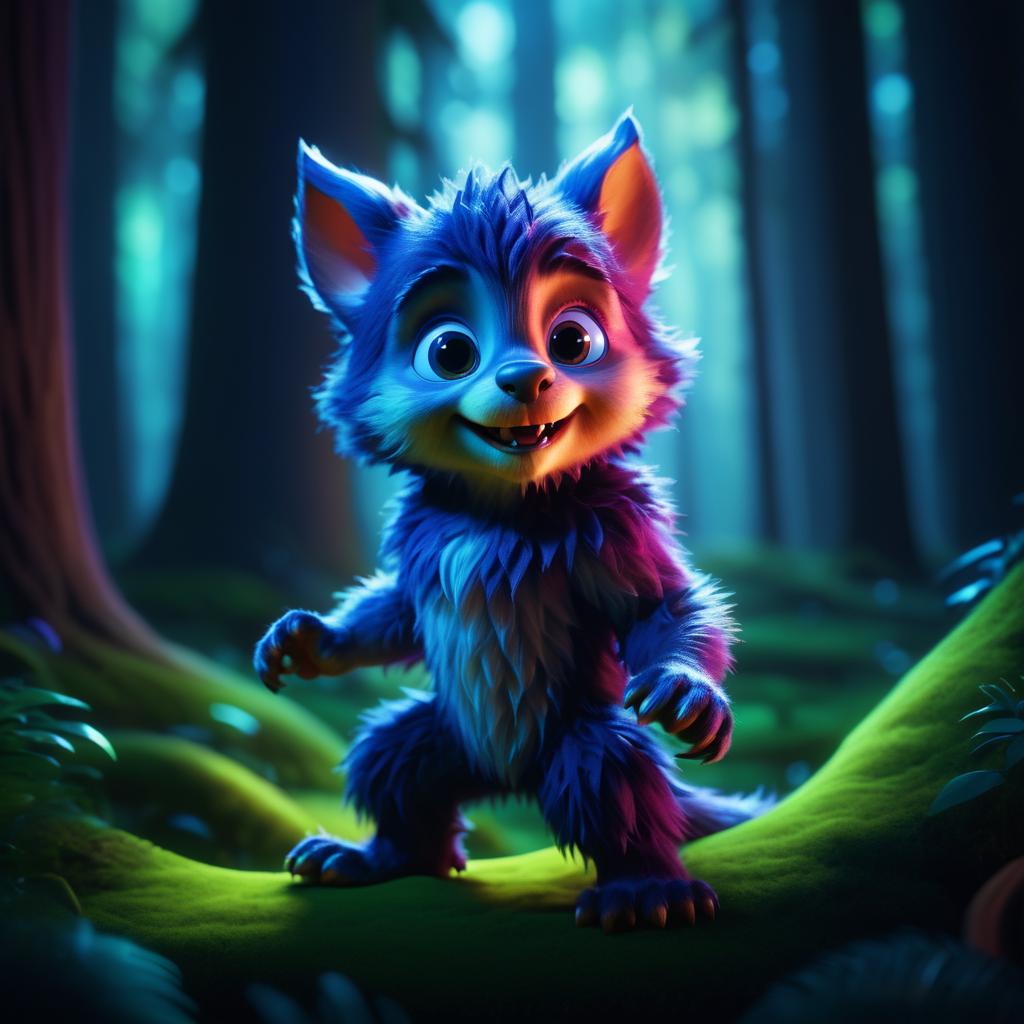 Cute Baby Werewolf in Enchanted Forest