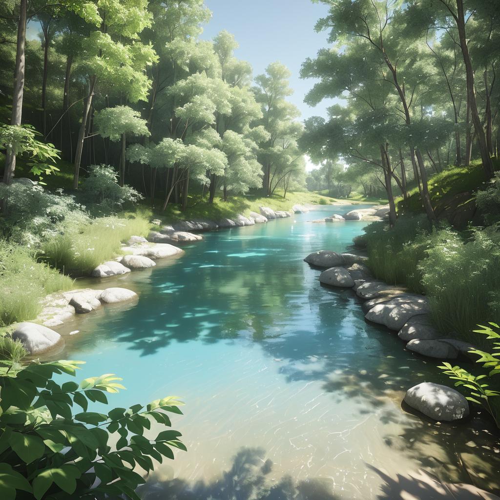 Serene Secluded Cove with Clear Stream