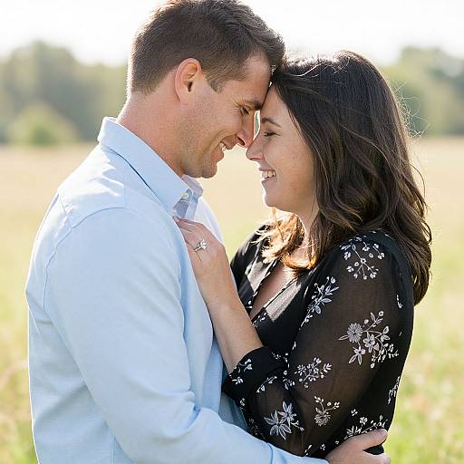 Sunlit Embrace with Engagement Ring