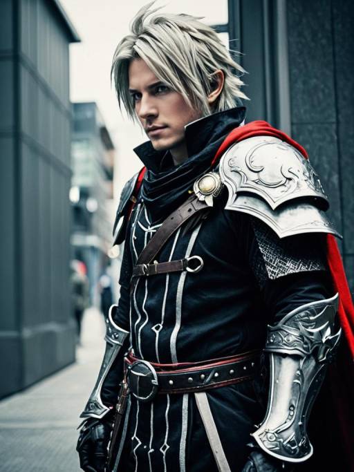Cosplayer in Final Fantasy Inspired Armor