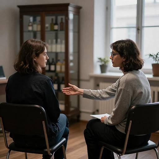 Handshake Between Women in Dim Room