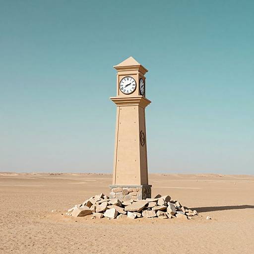 Lonely Clock Tower in Desert