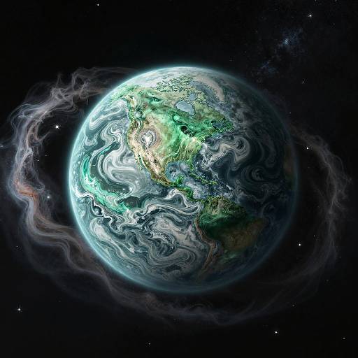 Matte Painting of Jade Sun and Planet